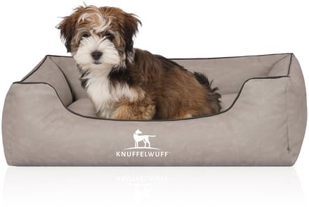 Knuffelwuff Hondenbed Scottsdale van kunstleer M-L 85 x 63cm lichtgrijs