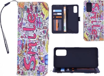 Oppo Find X2 Pro Bookcase hoesje met print - Smile Graffiti