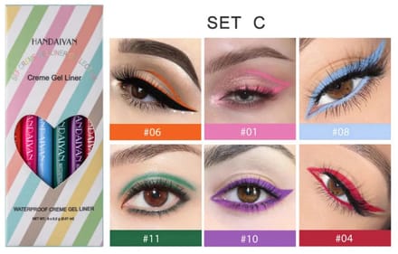 Waterproof Creme Gel Eyeliner - Set C - 6 x 0.2g