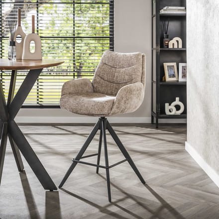 Set van 2 Barkrukken Elite Zand Chenille Stof Rich Draaibaar