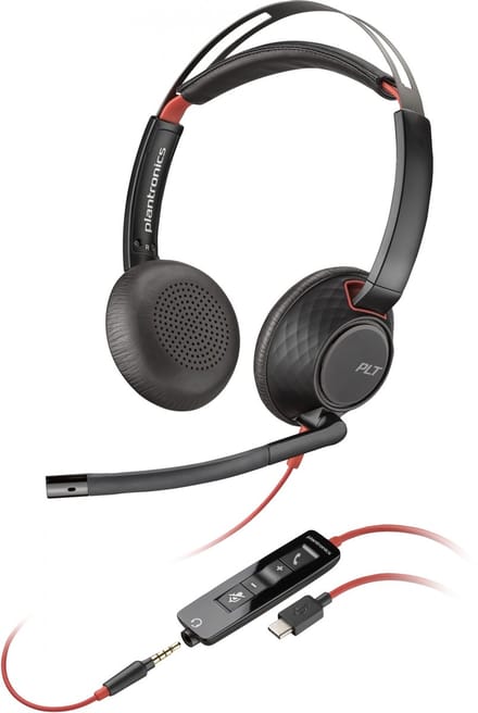 HP Poly Headset Blackwire C5220 Stereo USB- On Ear headset Computer Stereo Zwart Noise Cancelling