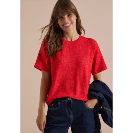 Shirt met verlaagde schouders, ronde hals en band
