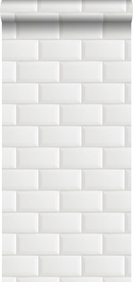 ESTAhome behang tegelmotief wit - 53 cm x 10.05 m - 139120