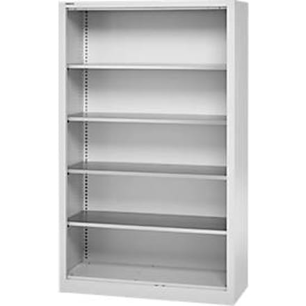 Materiaalkast zonder deur MS - staal - B 1200 x D 500 x H 1935 mm - met 4 tussenlegborden – blankaluminum - ons merk Schäfer Shop Select