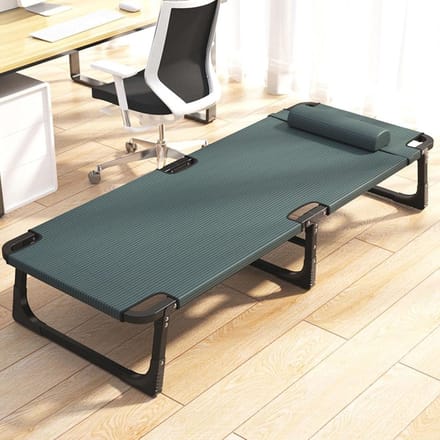 Opklapbed - Campingbedje - Ontspannen Buiten - Robuust Stalen Frame - 185x65x30cm - Groen