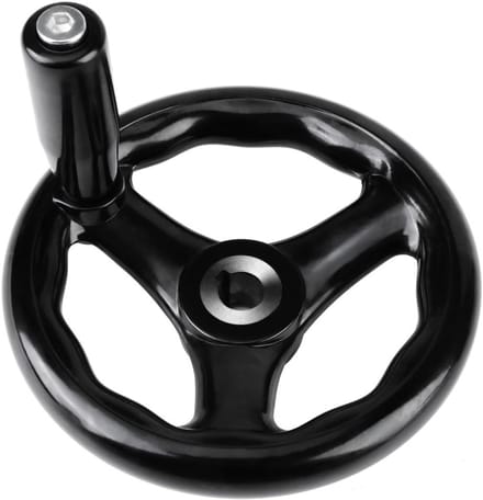 Handwiel - Machineonderdeel - Machinebediening - Drie spaaks ontwerp - 125 mm diameter - Zwart