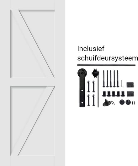 Houten Schuifdeur 2001 - Wit - Complete set - met Schuifdeursysteem - 2150x1000x35mm