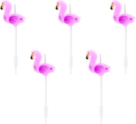 Partydeco - Flamingo Taartkaarsjes 5 stuks