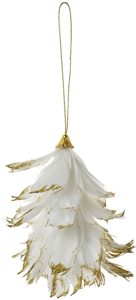 Clayre & Eef Decoratie Hanger Bloem 14x11x7 cm Wit Veren