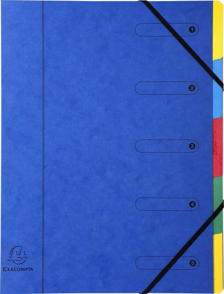 Exacompta 8x Sorteermap Harmonika met uitrekbare rug en elastosluiting - 5 indelingen - Geassorteerd - 5205E