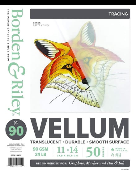 Semi-Transparant Vellum Tekenpapier Blok - 11x14 Inch - 50 Vellen - 55 Lb Gewicht
