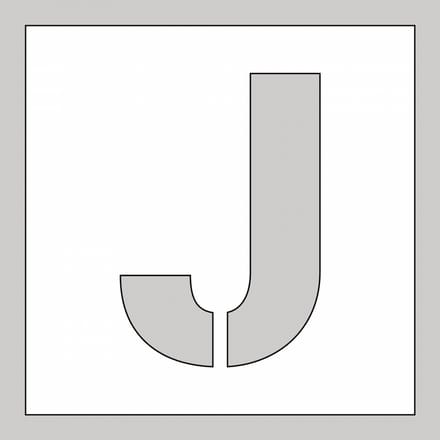 Spuitsjabloon letter J - dibond 500 x 500 mm