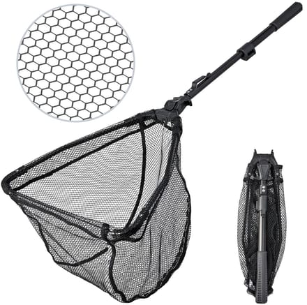 Dailygoods- Schepnet 90 cm - Opvouwbaar - Telescopisch - Rubber coating - Antislipgreep - Duurzaam nylon en aluminiumlegering - Visschepnet