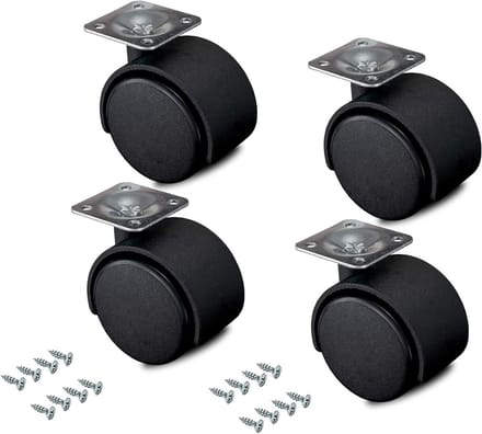 Set van 4 Zwenkwielen 40 mm met Draaiplateau