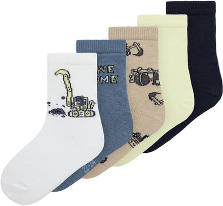 Name It Jongens Sokken NMMVAGN Print/Effen 5-Pack Multicolor - Maat 28/30