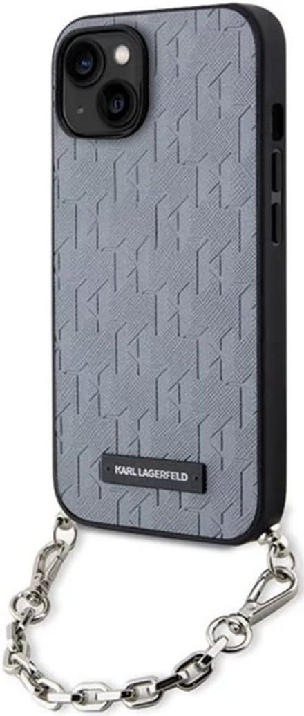 Karl Lagerfeld Saffiano Monogram Back Case - Geschikt voor Apple iPhone 14 (6.1") - Grijs