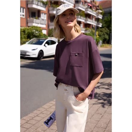 Shirt met Silk-Look en borstzakje