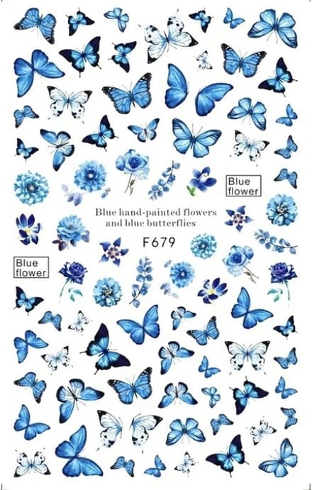 Nagelstickers Flowers and Butterflies ( 679 ) 12.5 x 7.5 cm