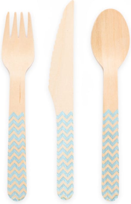 Wefiesta - Houten bestekset licht blauw 18-delig