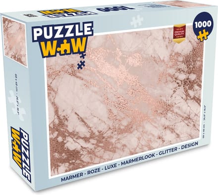 Puzzel Marmer - Roze - Luxe - Marmerlook - Glitter - Design - Legpuzzel - Puzzel 1000 stukjes volwassenen