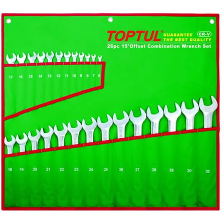 Steeksleutels, steeksleutelset TOPTUL 16 stuks (6 mm-32 mm)