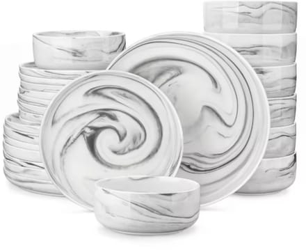 Lavish Serviesset – 4 persoons – 24 delig – Grijs Keramisch – Serviesset – Kleine Borden