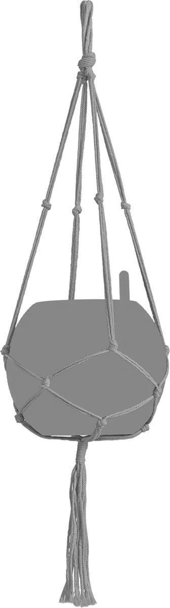 LECHUZA Macramé Cotton BOHO 90 - Plantenhanger - 90 cm lengte - grijs - 100% katoen