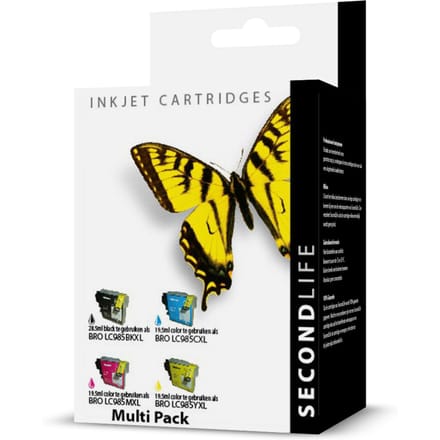 SecondLife - Multipack Brother LC 985 BK  C  M en Y