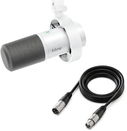 FIFINE K688 - Met XLR - USB / XLR - Dynamische Microfoon - Streaming - Podcasting - Gaming - Geschikt voor PS4 / PS5 / PC - Wit