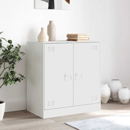 vidaXL - Dressoir - 67x39x73 - cm - staal - wit