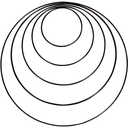 Metalen ring "Cirkel", 10 - 30 cm, set van 5, Zwart