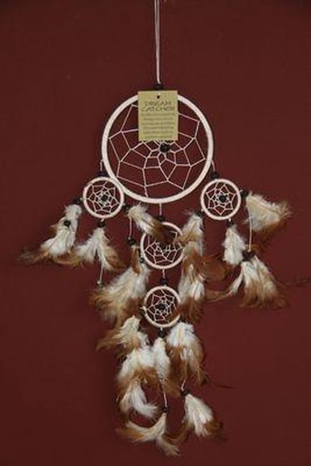 Dromenvanger / Dreamcatcher Ø12cm met kleintjes  - naturel