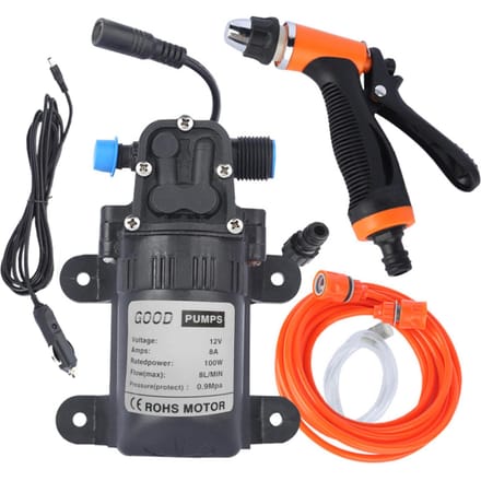 Hogedruk autowasmachineset 12V elektrische pomp + wassproeier 2 modi + voedingskabel + slangen 1 Kit black