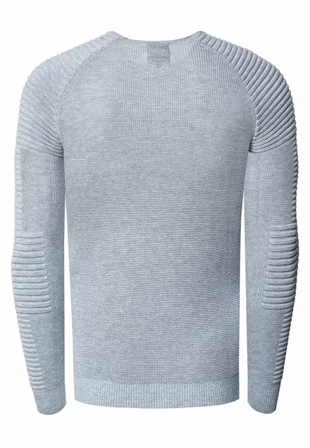 Slim fit fijngebreide biker trui met ronde hals