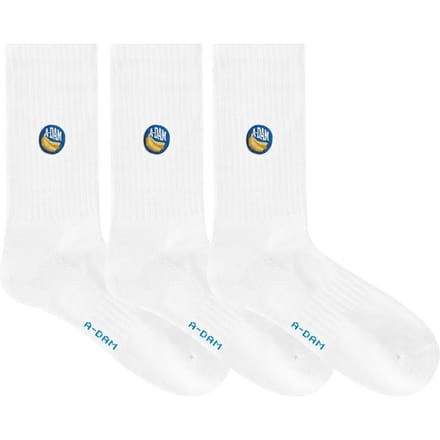 A-DAM  3-pack Crew Socks White Banana Sticker White Größe: 36-40 | Unterhosen Outlet | Unisex | Weiß