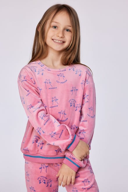 Woody pyjama meisjes - kat - roze - 252-10-YPE-V/951 - maat 92
