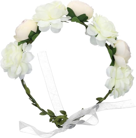 Bloemenkrans Hoofdband - Bloemenslinger Kroon - Feest Bruiloft - Verstelbaar Design - 22 x 20 x 4 cm - Wit
