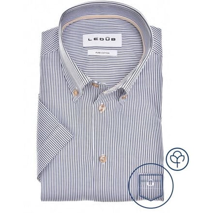 Ledûb Overhemd Allover Fine Striped Cotton Button-Down Donker Blauw / male