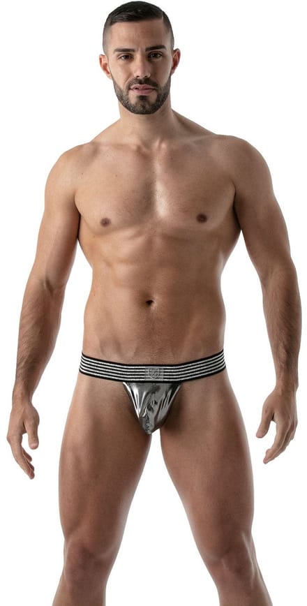 TOF Paris Metal Stringless Thong Silver - MAAT M - Heren Ondergoed - String voor Man - Mannen Thong