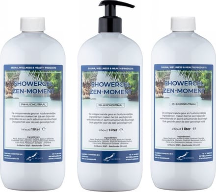 Douchegel Zen Moment 1 liter - set van 3 stuks - met gratis pomp - Showergel