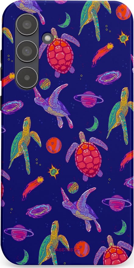 Casetastic hoesje geschikt voor Samsung Galaxy A55 - Dubbellaagse bescherming - Kosmische schildpad - Fashion Case - Donkerblauw Lavendel