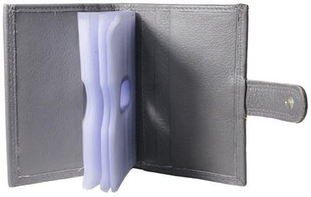 Pasjeshouder Uitschuifbaar – Grijs - Leer - Creditcard Houder - Muntgeld Ritsvak - Pasjeshouder Mannen
