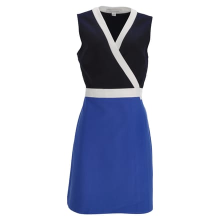 Diane Von Furstenberg Gracie Bow Wrap Mini Dress in Blue Viscose