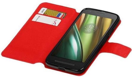 Cross Pattern TPU Bookstyle Case Hoesjes Geschikt voor Motorola Moto E (3nd Gen) E3 Rood