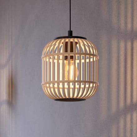 EGLO Bordesley Hanglamp - 1 lichts - Ø21cm. - E27 - bamboe, rotan - Zwart, bruin