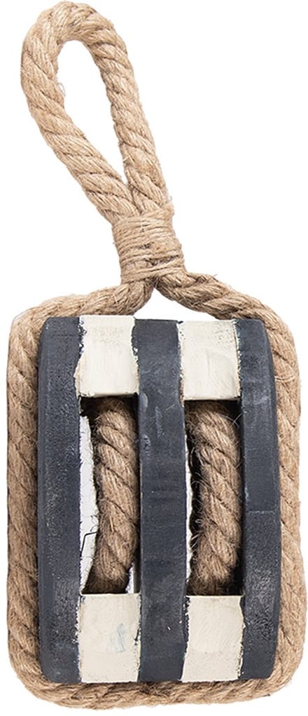 Clayre & Eef Decoratie Katrol 14x12x21/35 cm Zwart Hout