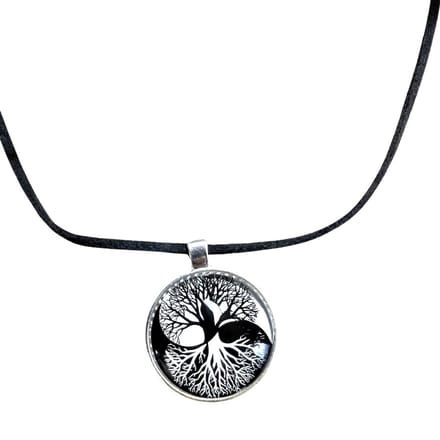 Ketting -levensboom -verstelbaar- zwart- Wit- Charme Bijoux