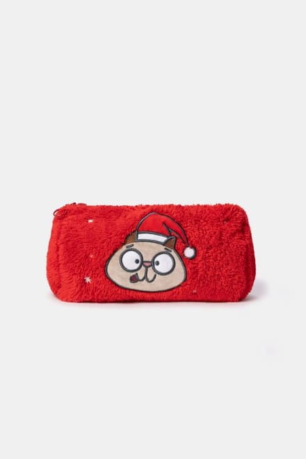 Woody toilettasje - rood - kat Kerst - 253-18-CBA-M/407
