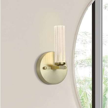 Searchlight LED badkamer wandlamp Aberdeen, hoogte 24 cm, messingkleurig metaal