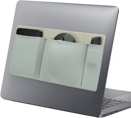 Laptop Pouch - Opbergvakje Organizer - Computer Accessoires - Zelfklevend Elastisch - 3 Vakken - Groen